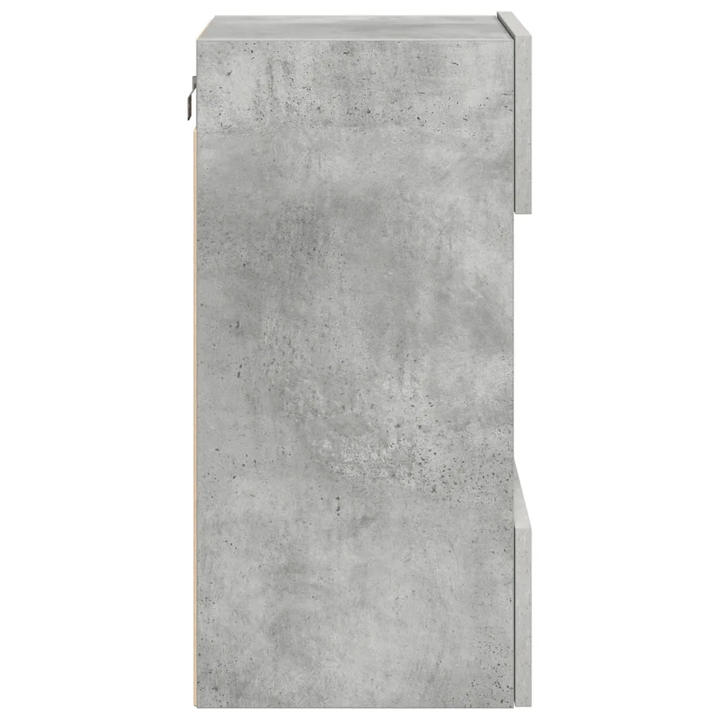 Mobili da parete con luci LED per TV 2pz | Armadietto TV | Mobile Porta TV Grigio Cemento 40x30x60,5cm
