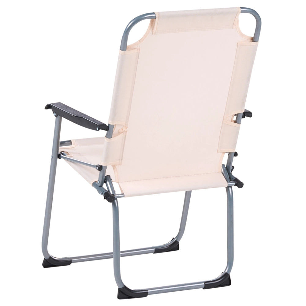 Set di 4 sedie da giardino Moderna struttura in acciaio verniciato a polvere opaco Resistente alla ruggine Pieghevole Beige