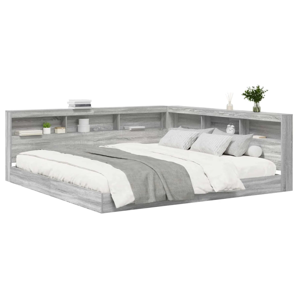 Letto Libreria Grigio sonoma 180 x 200 cm Legno multistrato 3335748