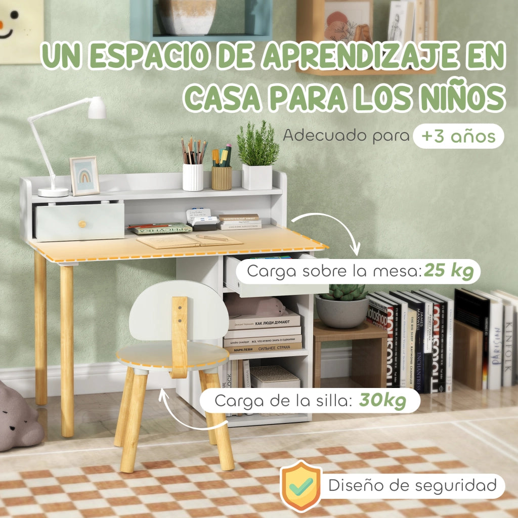 Scrivania per Bambini con Sedia e Cassetti ¨C Xylo ¨C Verde Chiaro e Bianco