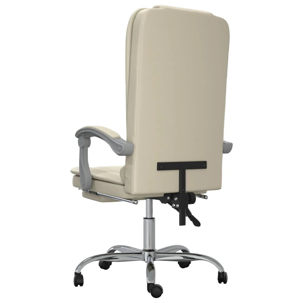 Poltrona da Ufficio Massaggiante | Sedia Relax Reclinabile Crema Similpelle
