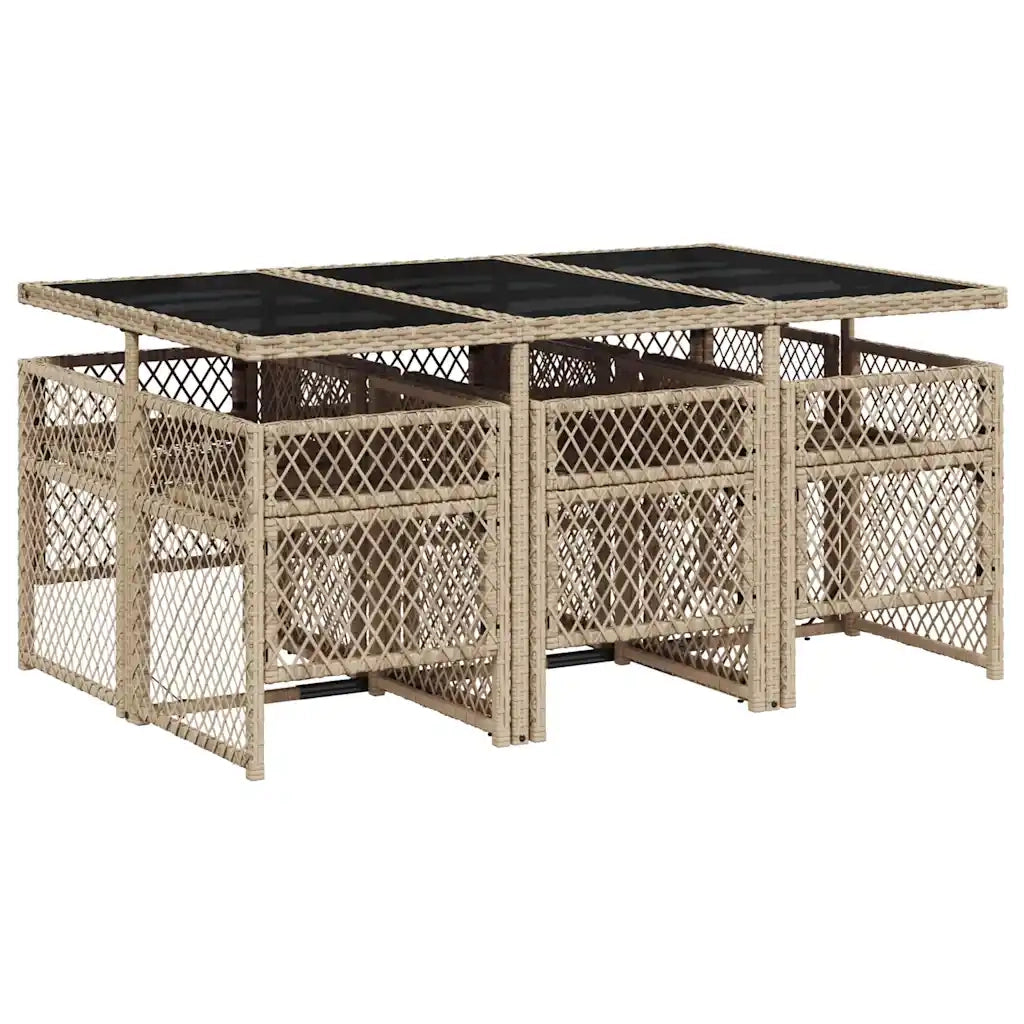 vidaXL Set da Pranzo da Giardino 7 pz con Cuscini Beige in Polyrattan