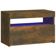Comodino | Armadio da Notte | Mobiletto da notte con Luci LED Rovere Fumo 60x35x40 cm