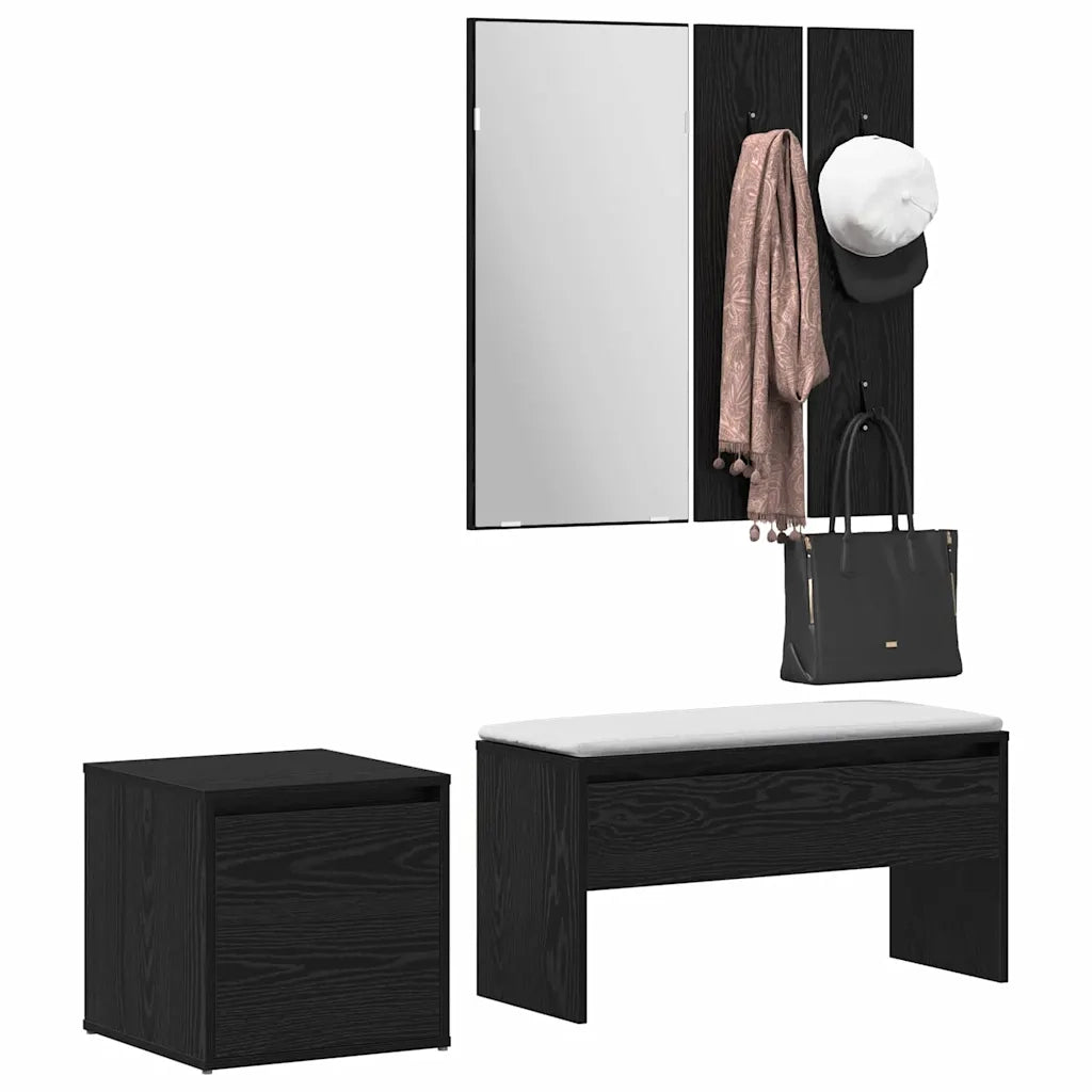 vidaXL Set mobili da ingresso 3 pcs Rovere nero 80 x 31 x 40 cm
