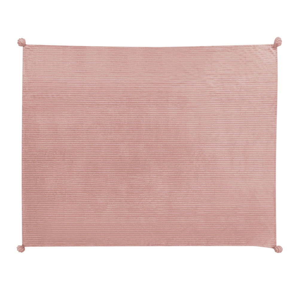 Morbido Plaid con Finitura a Coste e Bordi con nappe 150 x 200 cm Rosa