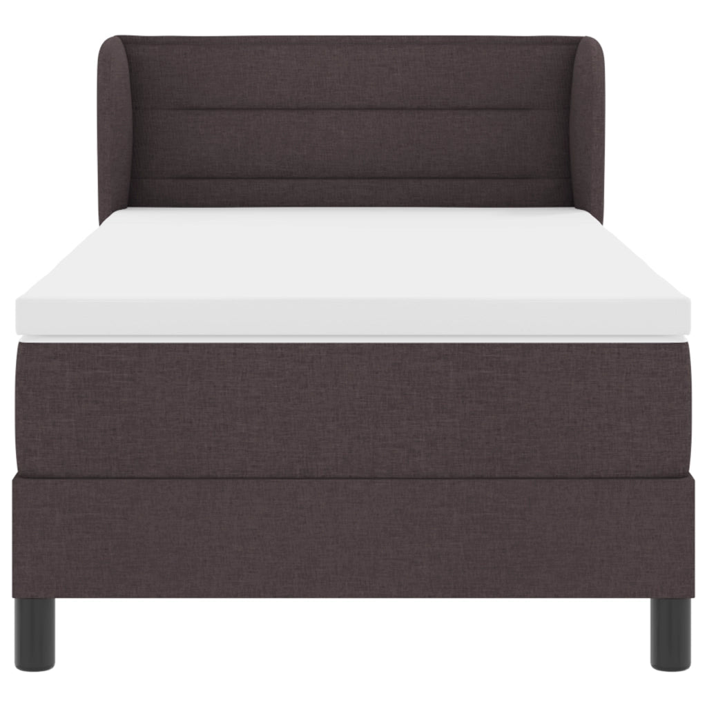 Letto Box Spring  con Materasso Marrone Scuro 90x200 cm in Tessuto