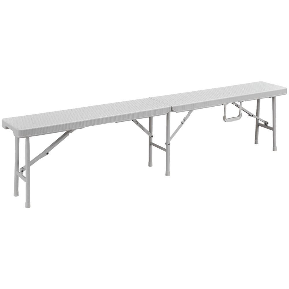 LEVANTE CAMPING PANCA POLYRATTAN PIEGHEVOLE 180 X 25 X H 43 CM BIANCO