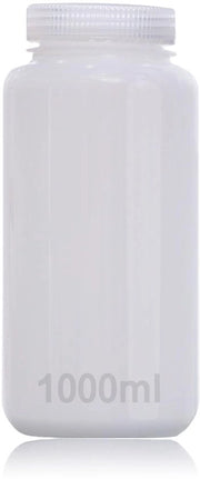 Fles Laboratorio 1000ml - HDPE - Senza Leganti - Apertura Ampia - Resistente Chimico - Temperatura Alta fino a 120°C