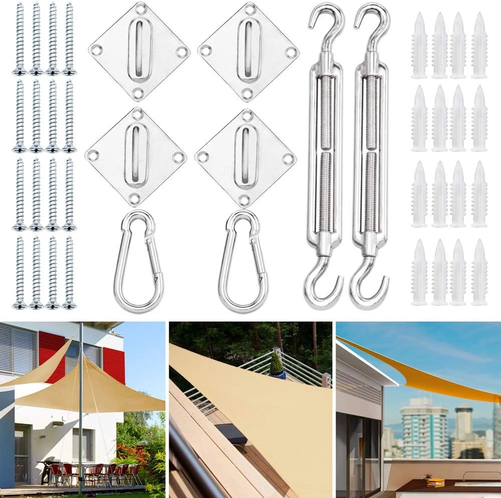 Detex Kit di Montaggio Tenda Solare 24 pz. Assemblaggio Tende per Esterni a Parete Vela Solare