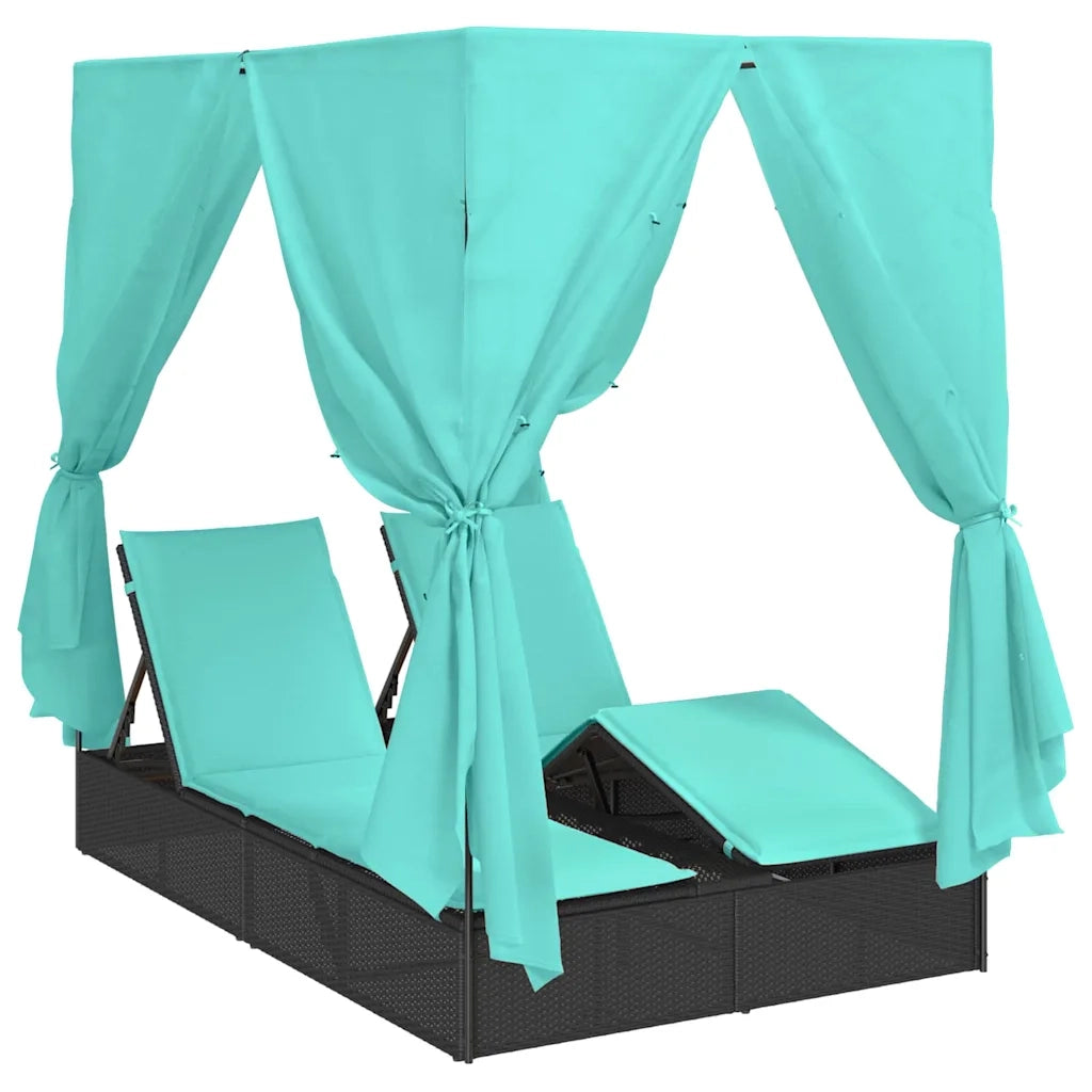 Lettino da sole doppio Turchese 205 x 129 x 200 cm polyrattan 3376135