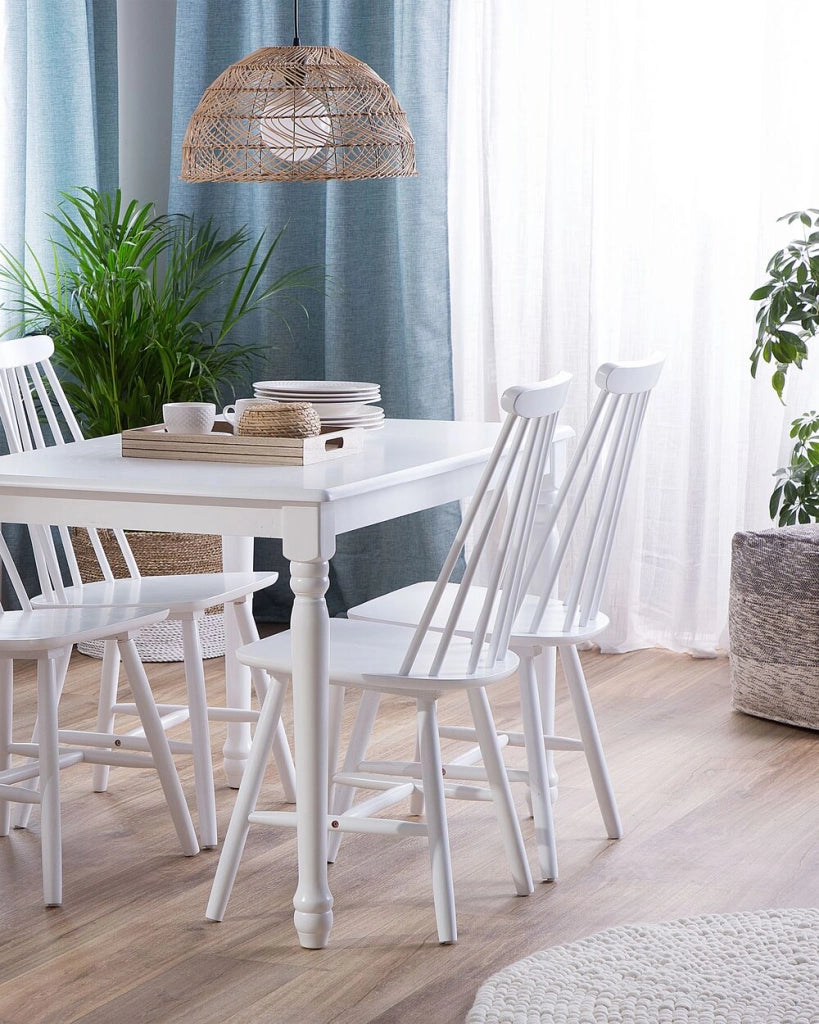 Set di 2 sedie da pranzo Sedia da cucina con schienale in legno massello bianco