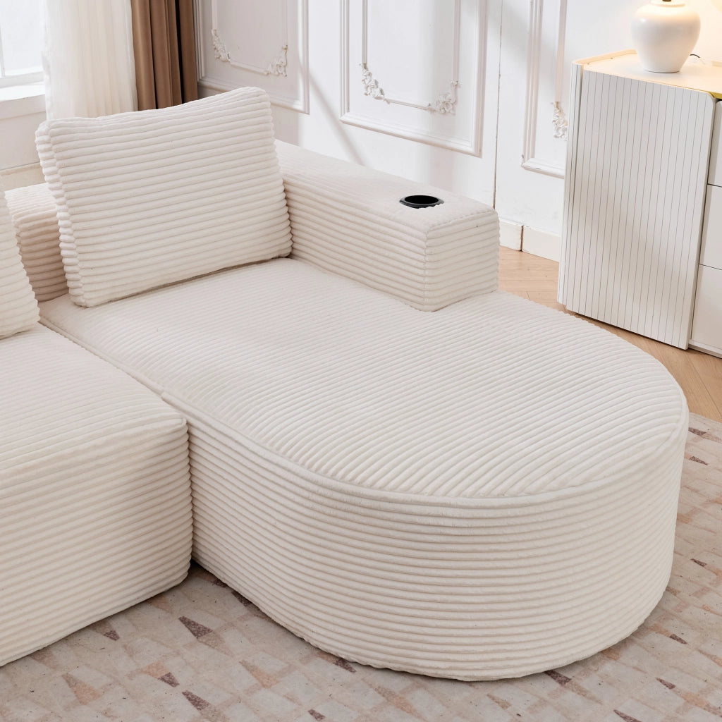 Divano 3 Posti con Cuscini e Portabicchieri ¨C MINIMAL ¨C Tessuto, 265 cm