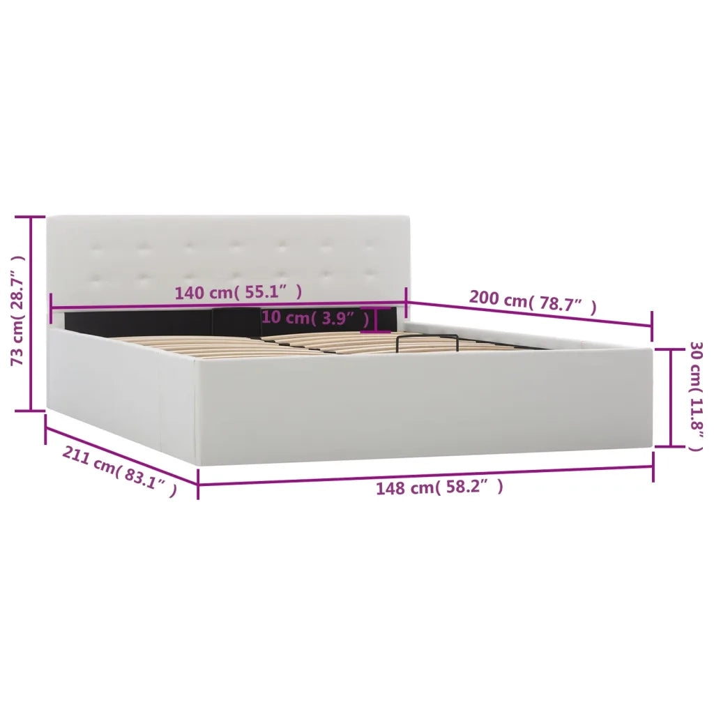 Giroletto con Contenitore Idraulico Bianco Similpelle 140x200cm