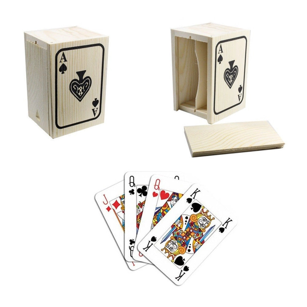 Trade Shop - Porta Carte Gioco Scatola Legno Confanetto Decoupage Poker Scala 40 Decoro -