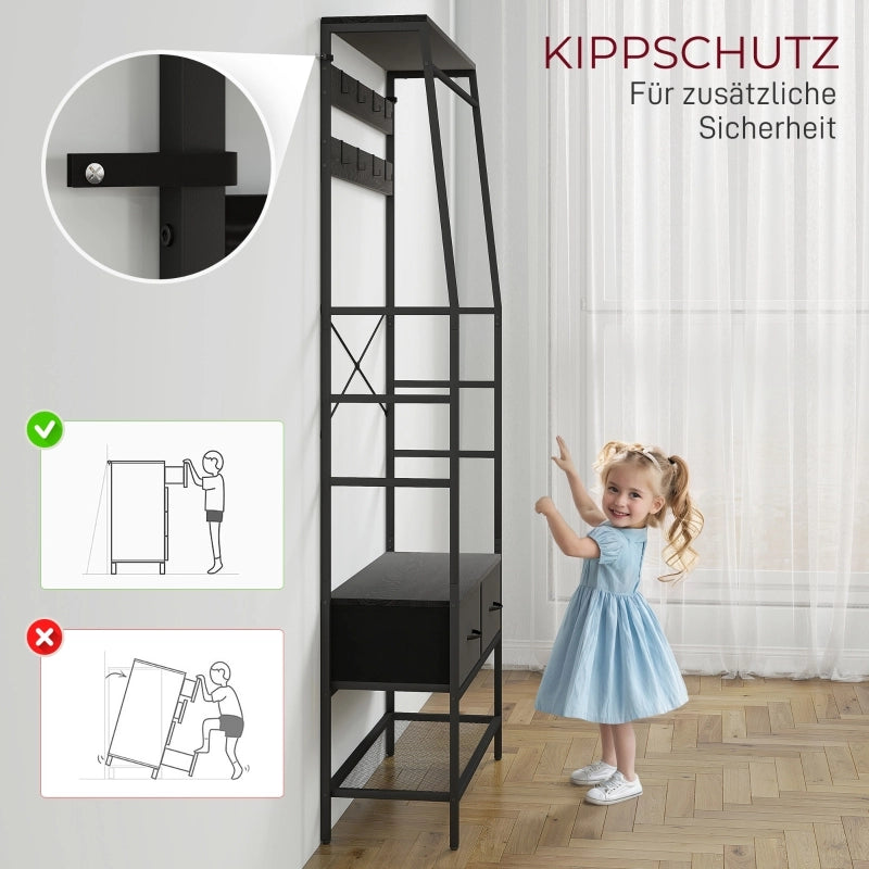 APPENDIABITI con scarpiera 80x30x180,5 cm Nero stile industriale