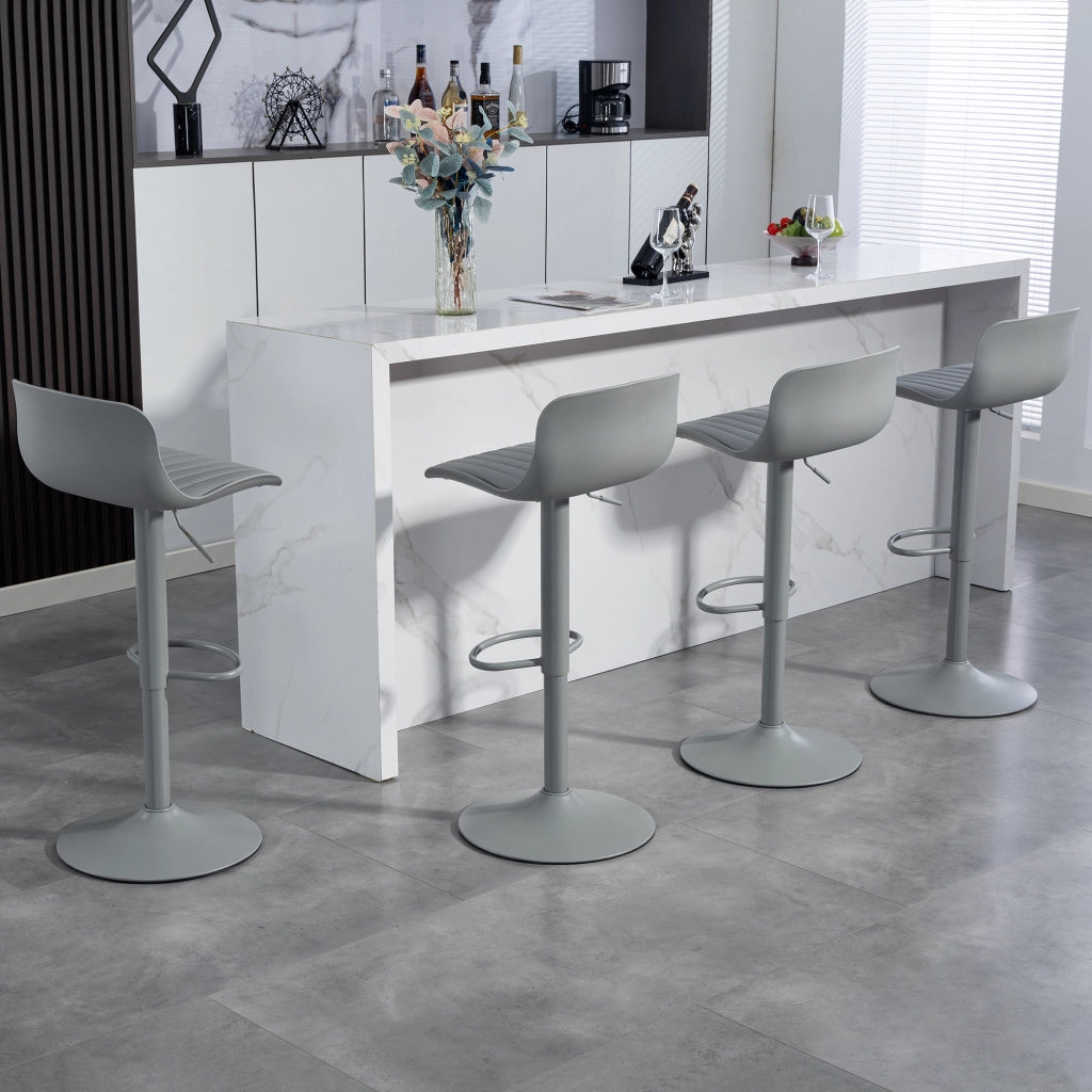 Sgabello da bar girevole con rotazione a 360 gradi schienale ergonomico e altezza regolabile in metallo imbottito grigio