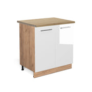 Mobiletto base cucina Fame-Line Bianco lucido/Rovere dorato 80 cm con ripiano, PL Rovere Vicco