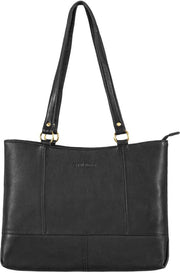 Borsa da spalla in pelle vera per donna con design retro, colore: nero