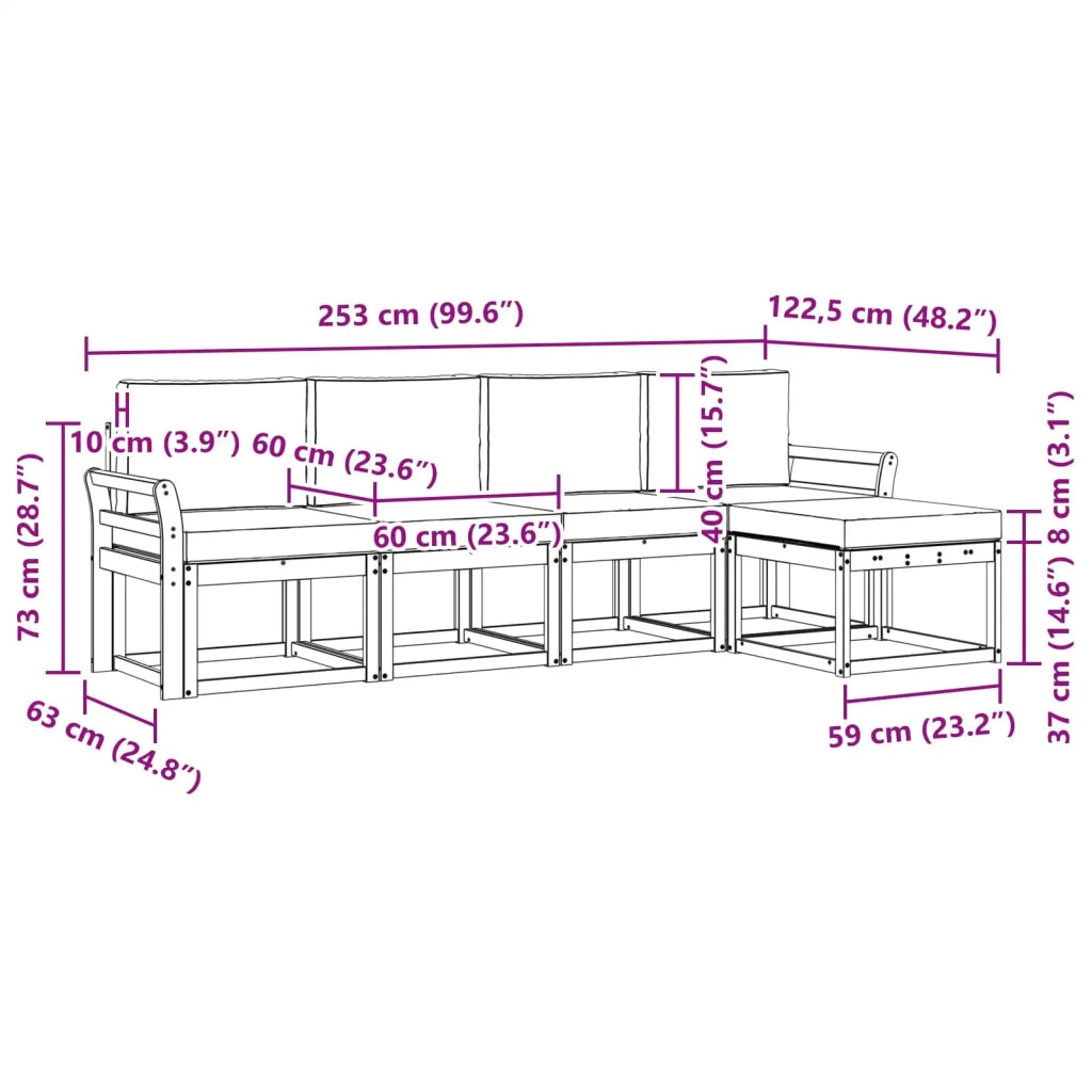 Set di divani da esterno 5 pz Bianco e Antracite 3387491