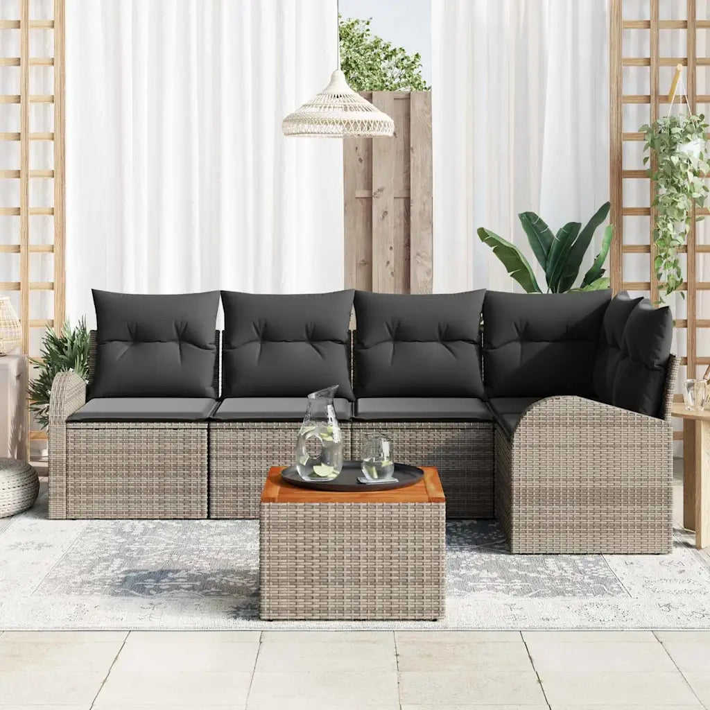 Set Divano da Giardino con cuscino 6 pcs Grigio polyrattan 3347580