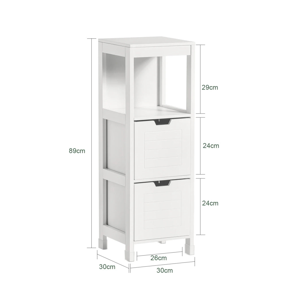 Mobile Bagno Colonna mobiletto Bagno salvaspazio Grigio L30*P30*A90 cm Bianco FRG127-W