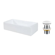 Lavabo rettangolare da appoggio 45x22 cm bianco lucido con piletta click clack
