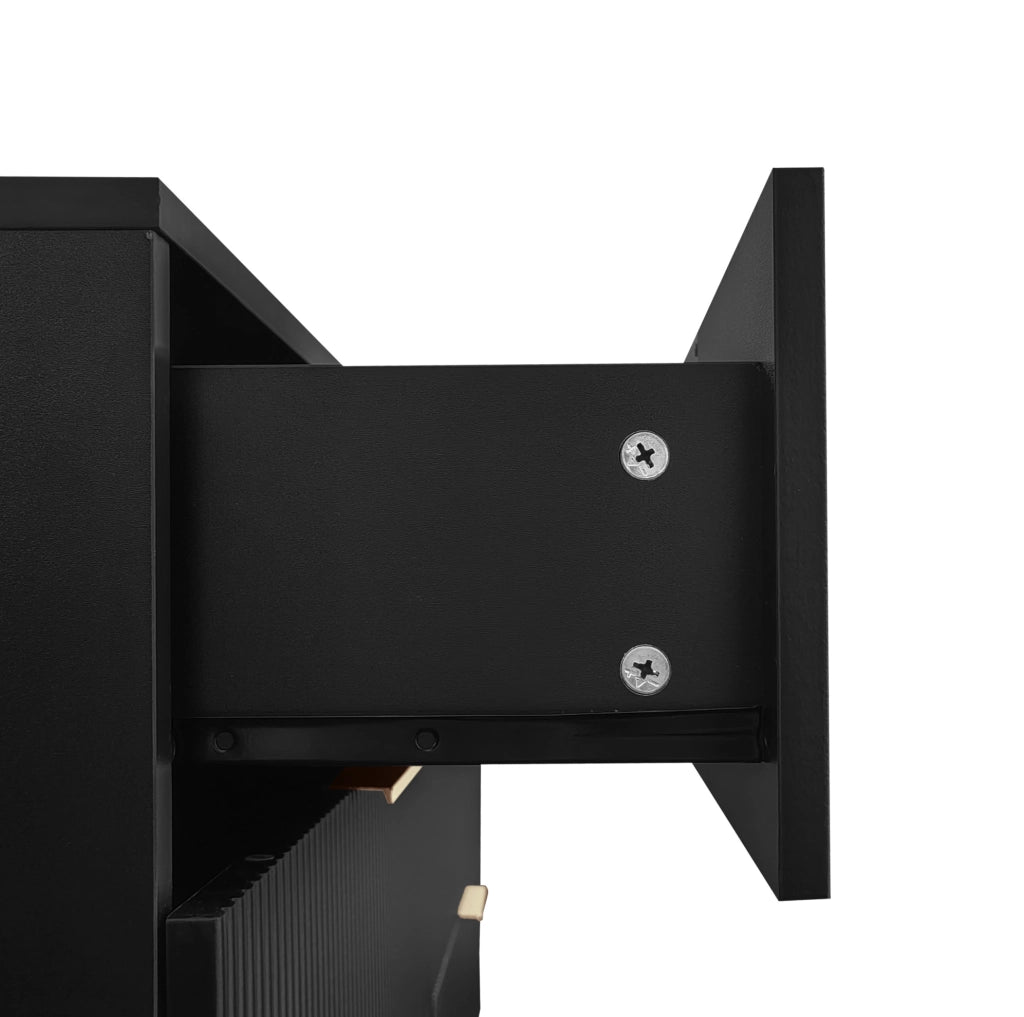 Credenza 120x40x77 cm con 6 cassetti in truciolare nero