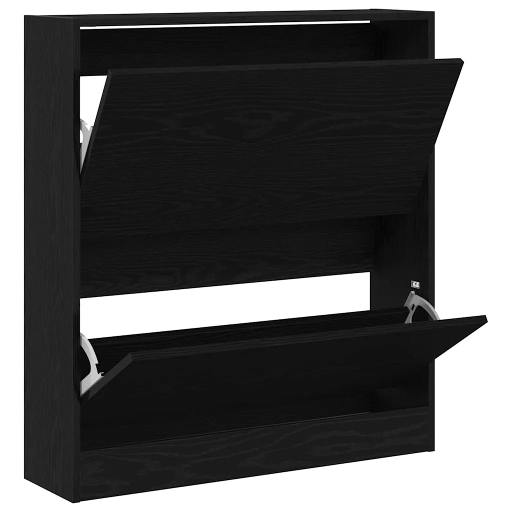 Mobile per scarpe con lo scaffale Rovere Nero 80 x 21 x 87,5 cm 862216