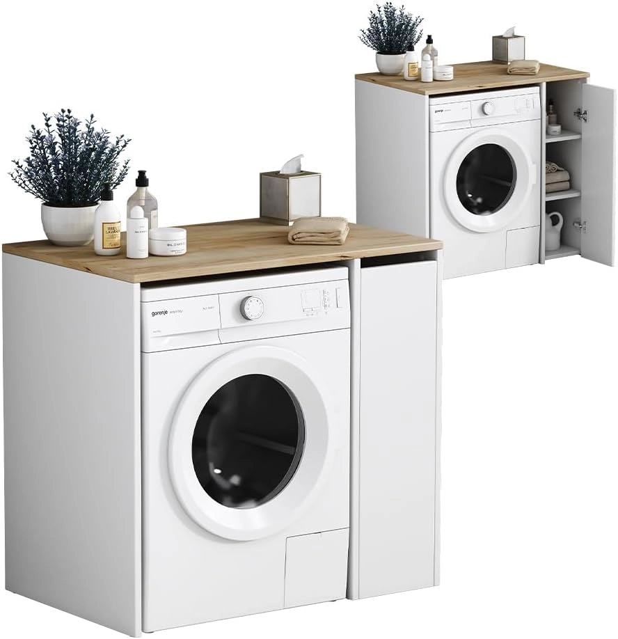 Vicco Mobile lavatrice Lavik, Bianco, 93.5 x 88.5 cm con 3 scomparti, per riporre risparmiando spazio sopra la lavatrice