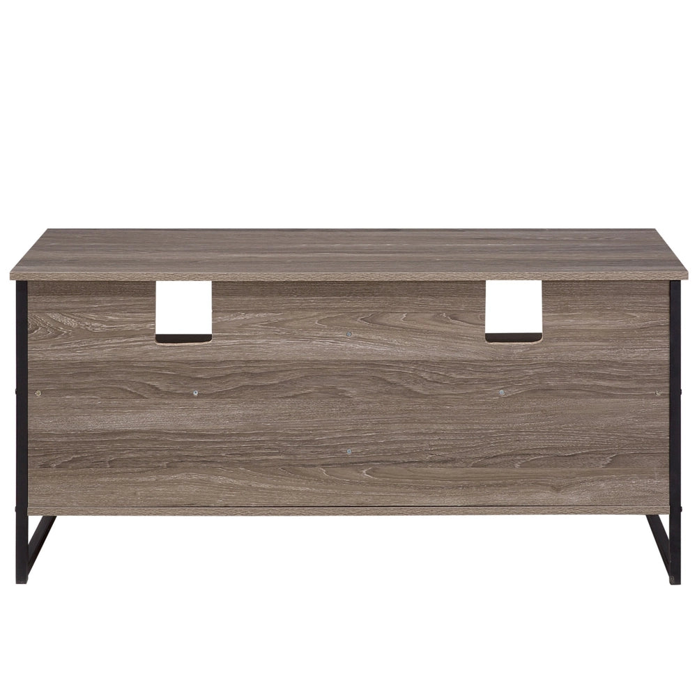 Mobile TV RTV in Legno Scuro con Metallo Nero 4 Ripiani Mobiletto Soggiorno Moderno Industriale
