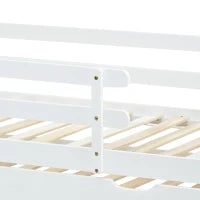 Letto a Casetta Con Letto Estraibile e Ruote, Letto Per Cameretta Senza Materasso, in Legno, 90x200&90x190 cm, Bianco