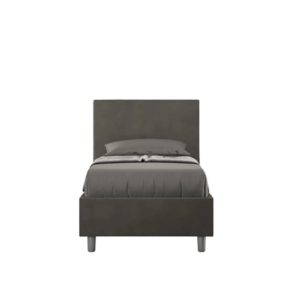 Letto singolo senza rete imbottito 80x200 microfibra grigio Adele
