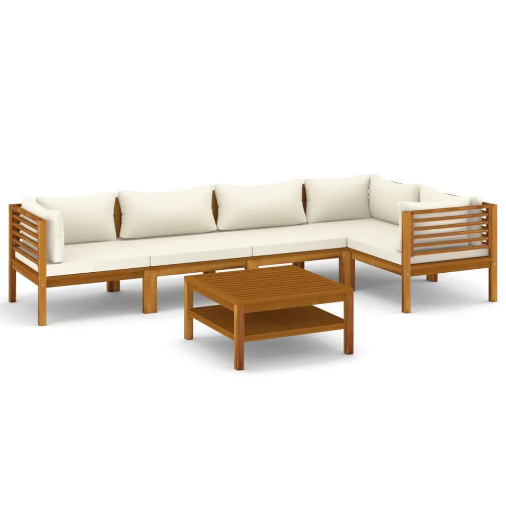 Set di mobili da giardino mobili da esterno 6 pezzi con cuscini color crema legno massello di acacia 02_0016625