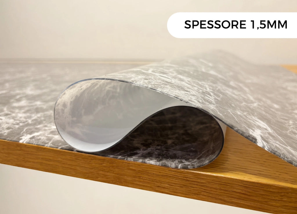 Tovaglia Antimacchia Plastificata PVC Proteggi Tavolo Crystal Marmo 1,55mm - 100X400 - D7