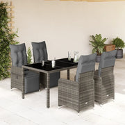 Set BistrÃ² da Giardino 5 pz con Cuscini in Polyrattan Grigio