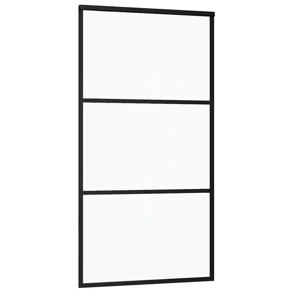 Porta Scorrevole in Vetro ESG e Alluminio 102x205 cm Nera