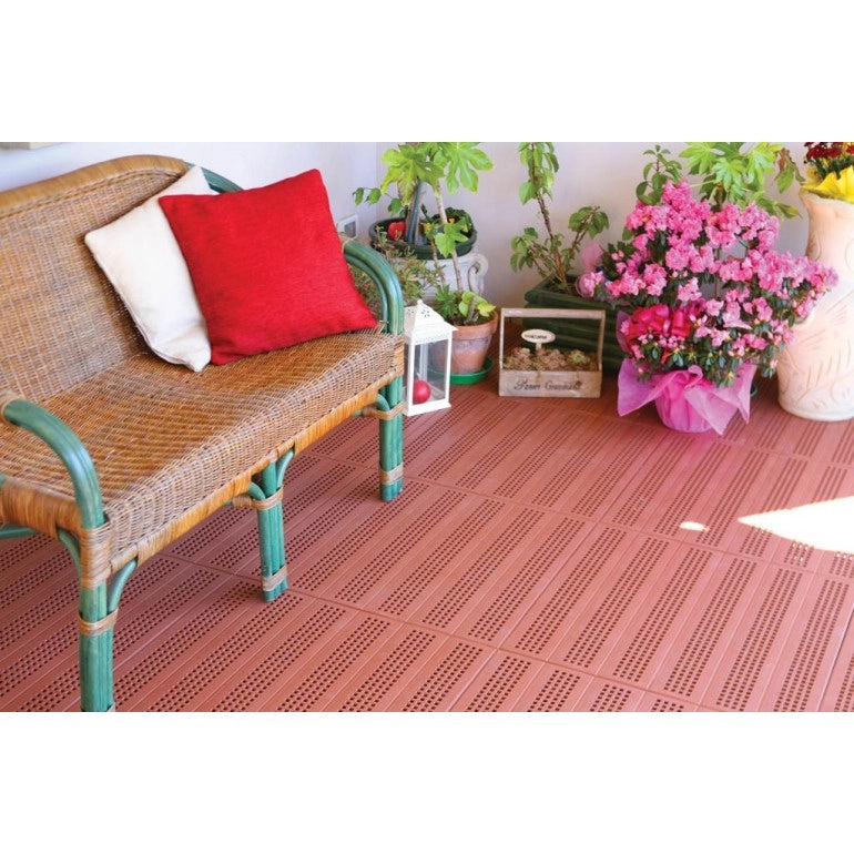 Piastrella in Plastica da Esterno e Giardino 60 x 60 cm Piena equivalente a 1,5 m2. PEZZI 4 Colore Terracotta