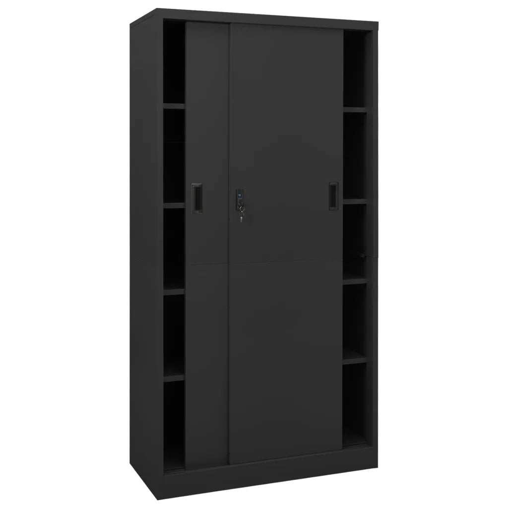 Armadio Ufficio Anta Scorrevole Antracite 90x40x180 cm Acciaio 335961
