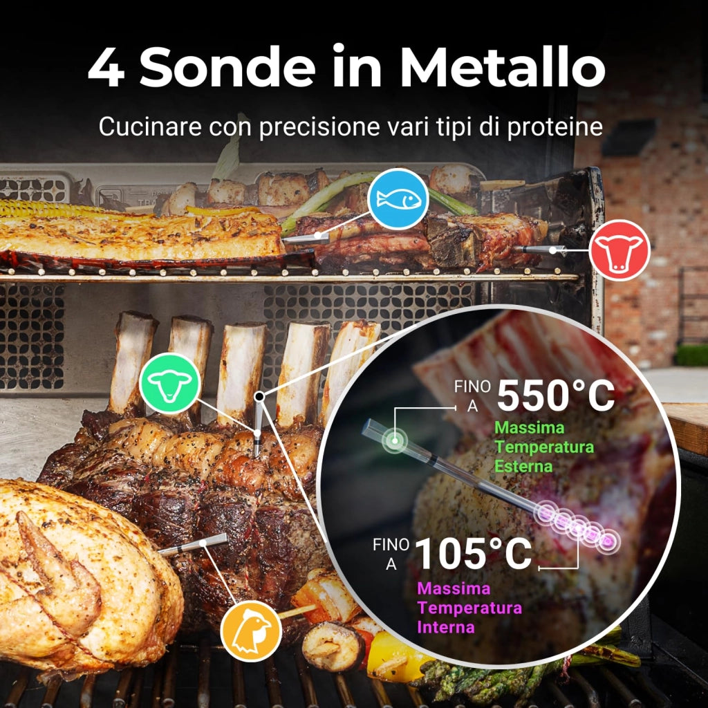 Pro / 2 Plus: il termometro intelligente per carne di nuova generazione, resistente al calore fino a 550 °C, ad alta portata, 100% impermeabile, tecnologia multi-sensore, per cucina e