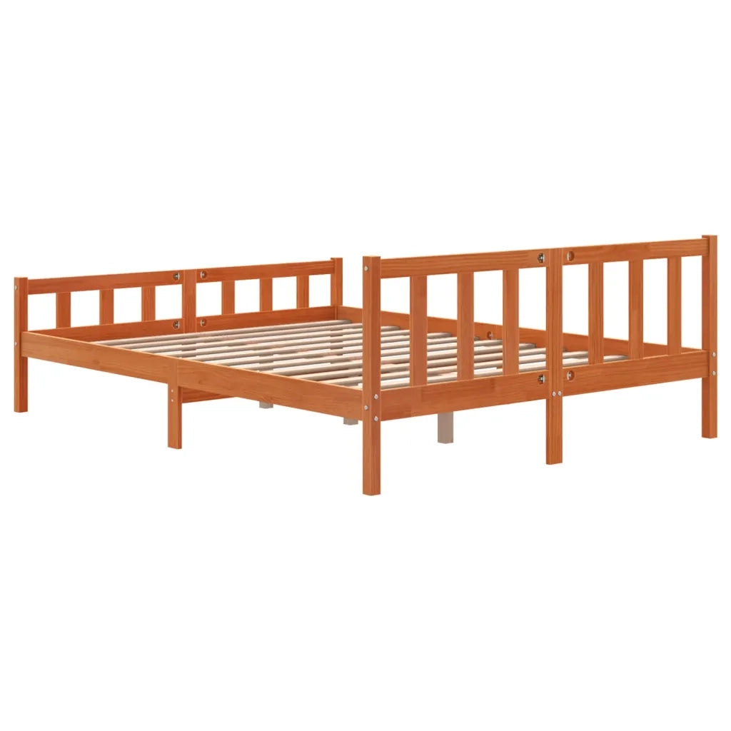 Letto senza Materasso-Struttura Letto Marrone Cera 150x200 cm in Legno di Pino 647637