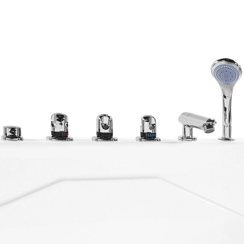 Vasca Idromassaggio Angolare versione sinistra in Acrilico Bianco con Luci LED Idromassaggio e 2 Poggiatesta