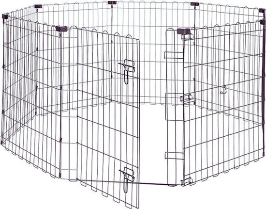 Recinzione Opportuna per Cani e Animali domestici in Nero - Ottagonale - Quadrata e Rettilinea - 76,2 cm di Altezza con Porta