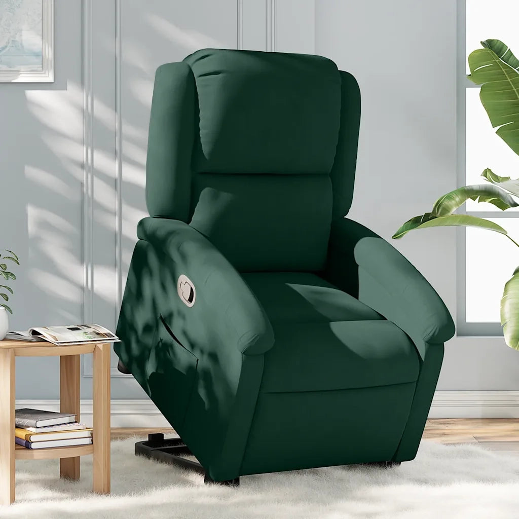 Poltrona Alzapersona Reclinabile Verde Scuro in Velluto