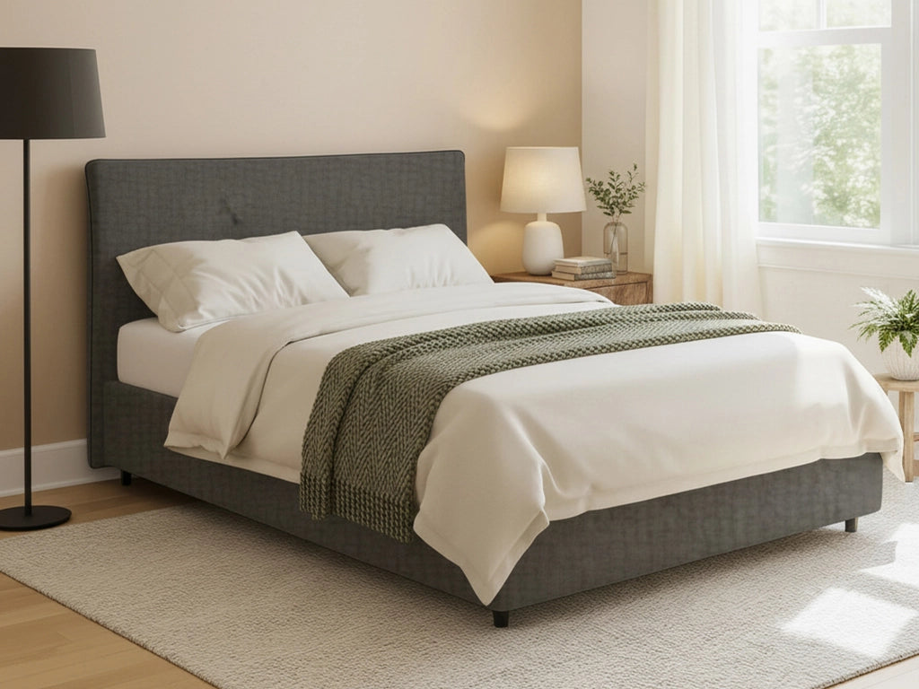 Crewe, Letto Matrimoniale Sfoderabile Made in Italy, Grigio Tortora