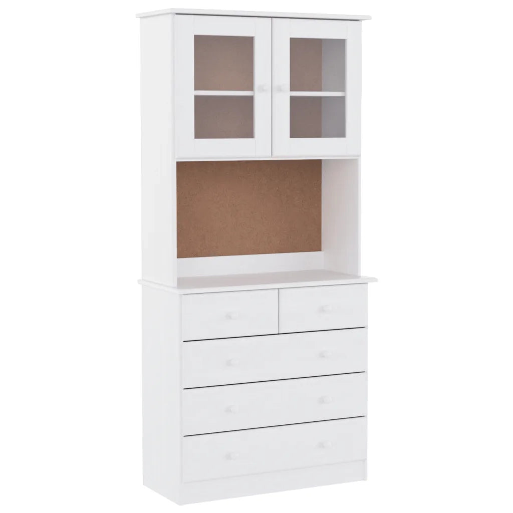 Credenza-Buffet-Armadio da cucina ALTA Bianca 77x35x165 cm in Legno Massello di Pino