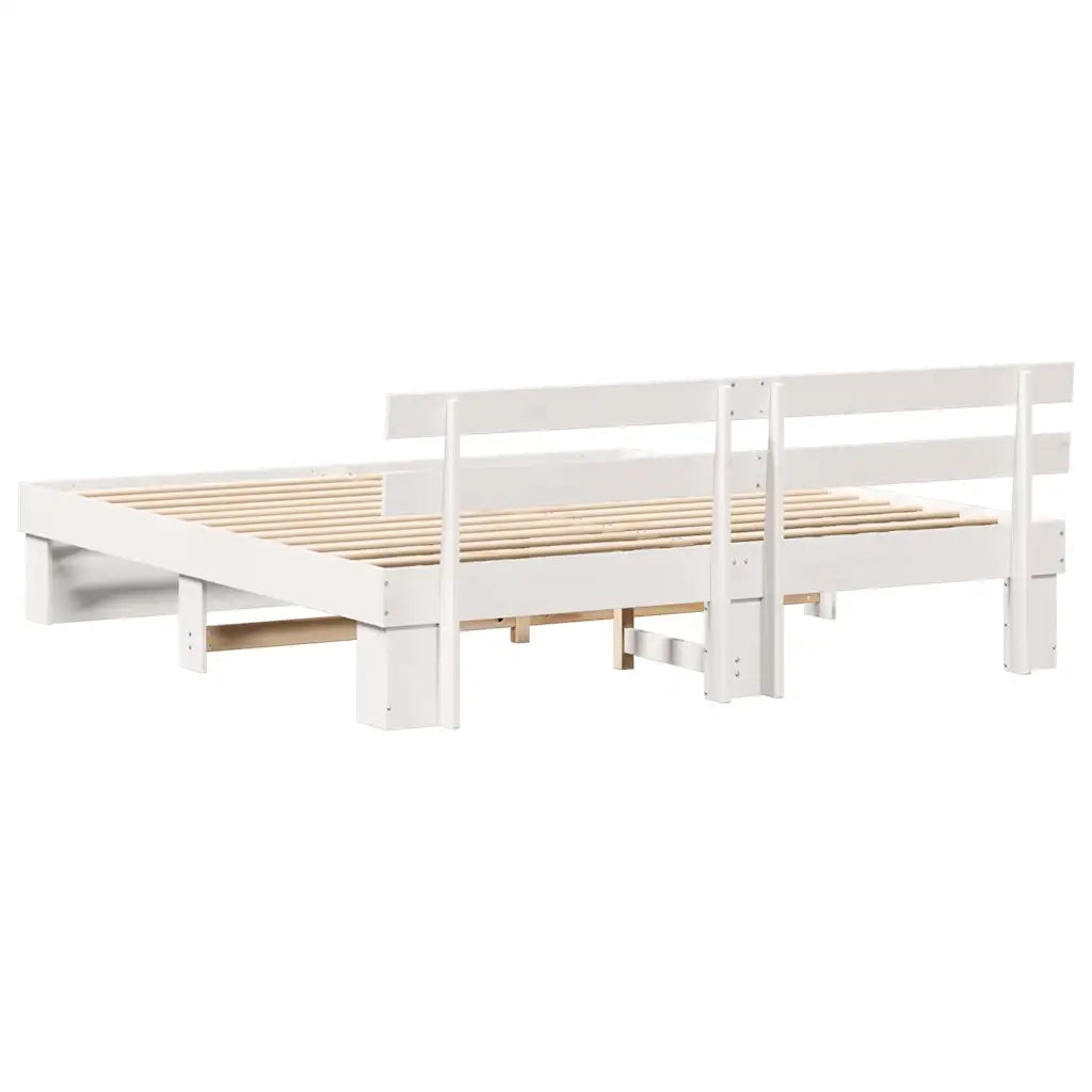 vidaXL Struttura del letto con testiera Bianco Legno di pino massello