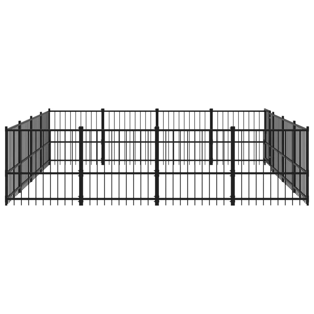 Cuccia gabbia per animali da esterno pac per cani in acciaio 15,05 m² nero 02_0041798
