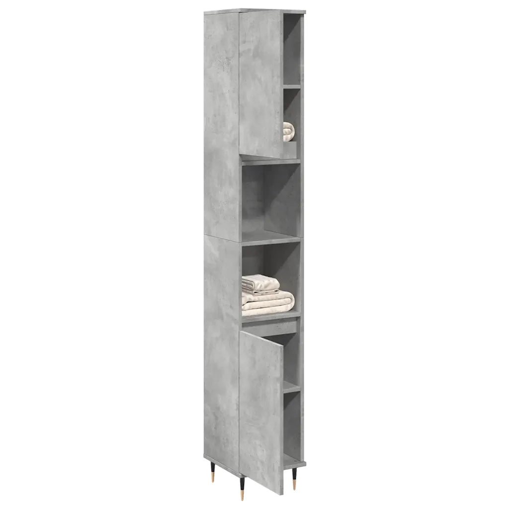 Armadietto Bagno Grigio Cemento 30x30x190 cm Legno Multistrato 857195