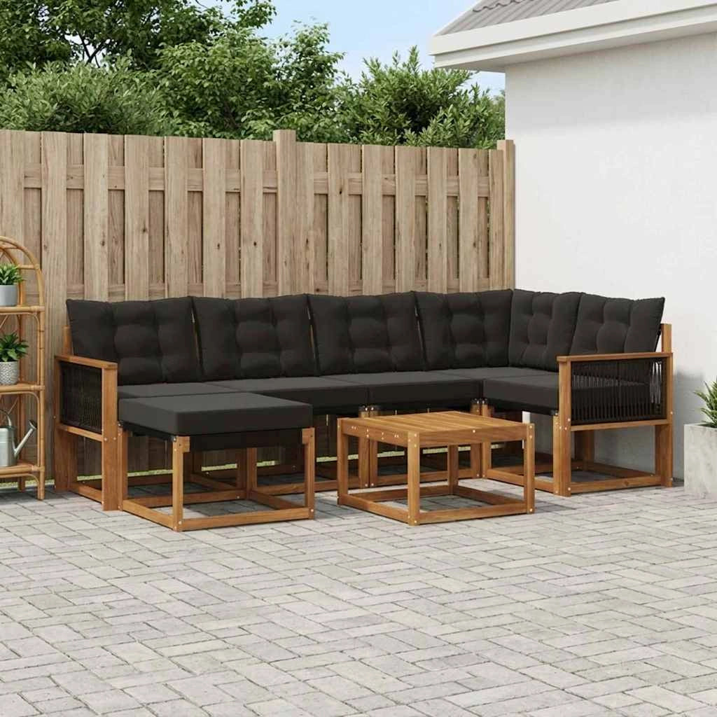 Set di divani da esterno 7 pz Naturale e Nero 3382080