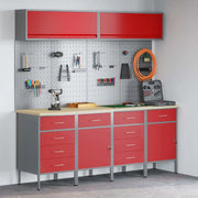 Set di mobili da lavoro con cassetto con blocco 10 pcs Rosso 3321493